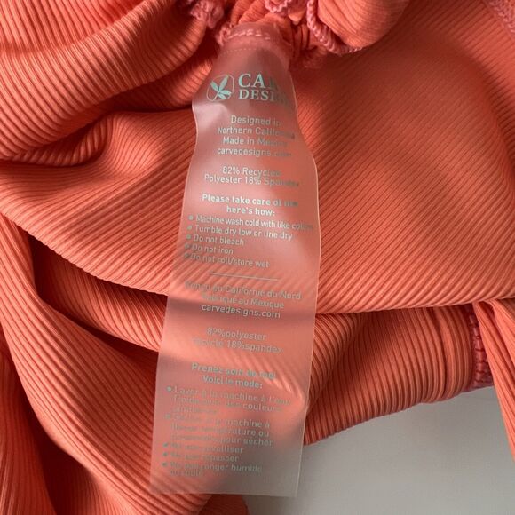 Carve Designs Shirt Women Large Orange Quarter Zip Ruched Short Sleeve Active - Picture 7 of 15